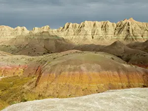 Dakota: South Dakota, Badlands National Park. Badlands rock