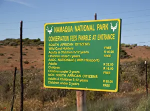 Namaqua: South Namaqua National Park. Sign showing