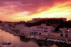 Sailboat: Spain, Balearics, Menorca, Ciutadella. Sunset