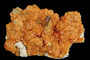 Feldspar: Spessartine Garnet (Mn3Al2Si3O12) with Smoky Quartz