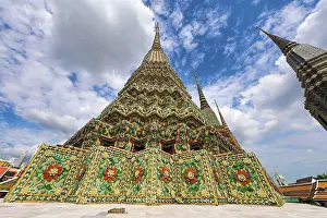 Spire: Spires of tiled Chedis at Wat Pho temple, Bangkok, Thailand