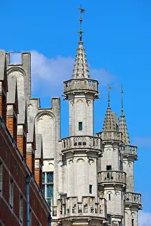 Brussels: Spires of the Town Hall in the Grand Place or Grote