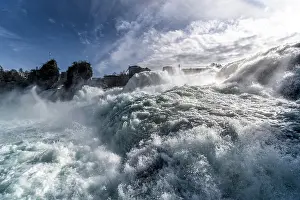 Waves: Spray, waves, surf at the Rhine waterfall, Rhine