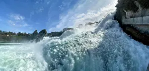 Waves: Spray, waves, surf at the Rhine waterfall, Rhine