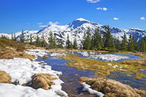 Meltwater: Springtime mountain landscape with meltwater pools