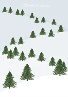100619: Spruce trees winter scene illustration