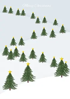 100619: Spruce trees winter scene illustration