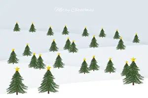 100619: Spruce trees winter scene illustration