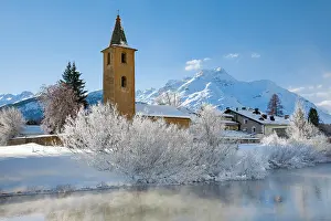 Bernina: St. Lorenz Church, Sils, GR, Switzerland, Europe