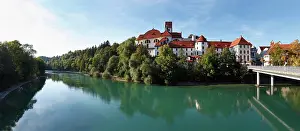 Ostallgaeu: St. Mang Basilica and Lech river, Fussen, Ostallgaeu