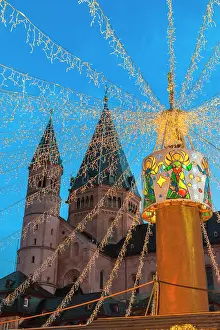 Steeple: St. Martin's Cathedral, holiday lights at