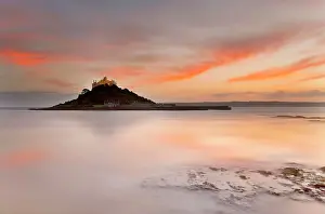 St Michael's Mount - from the beach at Marazion - at sunset