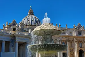 Vatican: St Peters Basilica and fountain, Rome, The Vatican, Italy