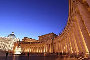 Cupola: St. Peters Square and Apostolic Palace at night