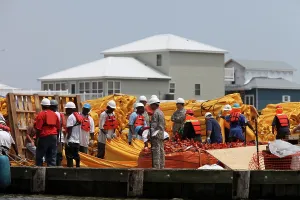Workers: Staging area for BP oil spill cleanup