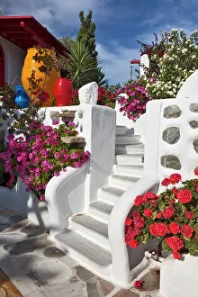 Step: Stairs and flowers, Chora, Mykonos, Greece