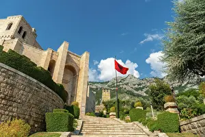 Defence: Stairs inside Kruje Castle and its fortress with t