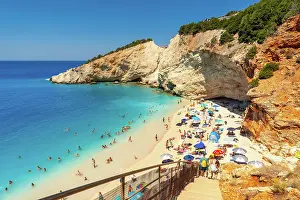 Traffic: Stairs leading to Porto Katsiki beach on Lefkada i