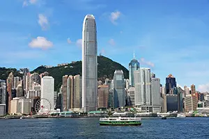 Crossing: Star Ferry crossing Victoria Harbour and Skyline, Hong Kong