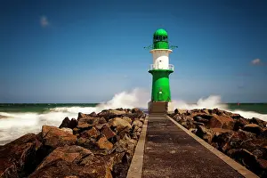 Navy: Starboard light at the Rostock-Warnemuende harbor