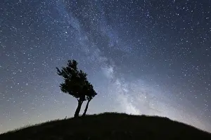 Backlight: Starry sky with milky way, Switzerland, Europe