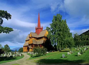 Churchyards: Stavechurch of Ringebu - with graveyard in early autumn