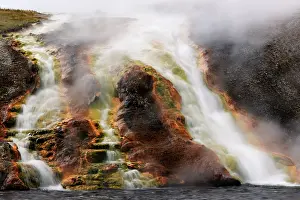 Geyser: Steam coming off hot water stream