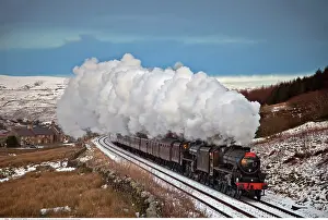 Driving: steam engine, Black 5's 44871 & 45407 passing