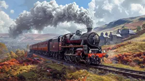 Generated: Steam engine travels through autumn landscape with