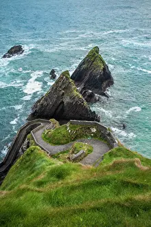 300517: Steep curvy path to the ferry terminal, Dingle Peninsula