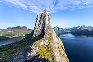 Segla: Steep mountain Segla, fjord Mefjorden with mountains