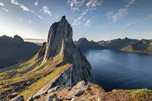 Segla: Steep mountain Segla, fjord Mefjorden with mountains