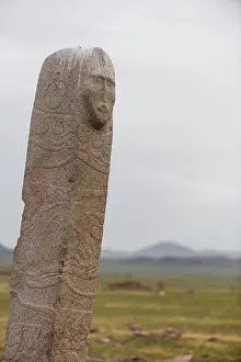 Prehistory: Stele with face of the site of Ulaan Muushig - Mongolia