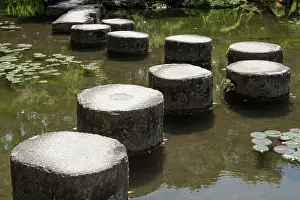 Nippon: Stepping stones in pond at Heian Jingu gardens