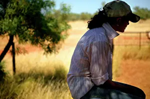 Muster: Stockwoman.resting during annual cattle muster