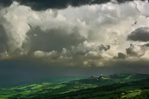 Pienza: Storm clouds over Pienza, Italy, Tuscany