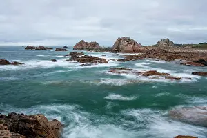 Breaker: Stormy sea with rocks, Saint-Guirec, Brittany, France