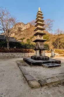 Famous: Nine story stone carved Buddhist pagoda in mountain