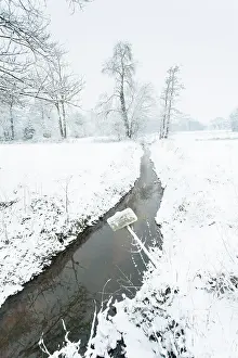 Drentsche: Stream in snow covered landscape