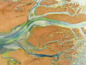 Tides: Streams at low tide in the marshland of the Walvis Bay lagoon
