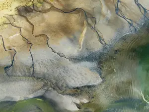 Tides: Streams and marshes at low tide in the coastal wetlands of the Walvis Bay lagoon