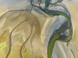 Tides: Streams and marshes at low tide in the wetlands of the Walvis Bay lagoon