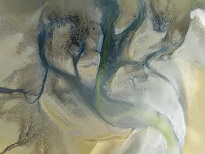 Tides: Streams and marshes at low tide in the wetlands of the Walvis Bay lagoon