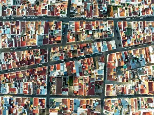 Directly: Streets and rooftops in the town of Isla Cristina