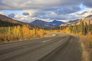 Roads: A stretch of the Dempster Highway as it passes through the boreal forest near Tombstone Territorial Park
