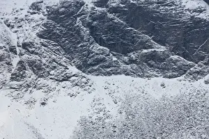 Abstracts: Struktures stone Mountains in snow Lofoten, Norway