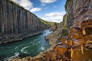 Valleys: Studlagil Basalt Canyon, gorge in the Jokuldalur Valley
