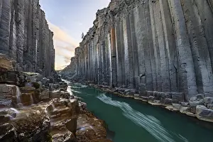 Valleys: Studlagil Basalt Canyon, gorge in the Jokuldalur Valley