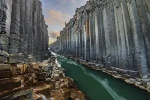 Valleys: Studlagil Basalt Canyon, gorge in the Jokuldalur Valley