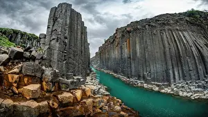 Columns: Studlagil Canyon, basalt columns, Egilsstadir, Iceland